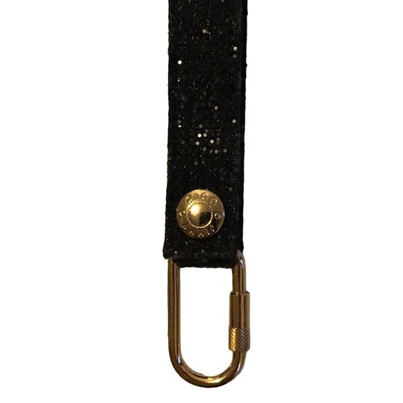 Jimmy Choo Glitter Key Ring Holder keychain designer leather NWOT - Picture 2 of 5